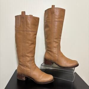Lucky Brand Campus Boots Women’s 6B Tan Leather Knee High Riding Boots